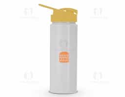 Squeeze de polietileno 550ml com tampa plástica rosqueável, contém alça e tampa protetora para o bocal.				