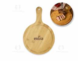 Tábua de bambu média com canaleta e cabo.