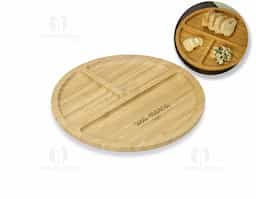 Petisqueira de bambu média com 3 divisórias.