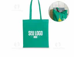 Sacola em algodão reciclado e rPET (180 g/m²) com alças de 65 cm
