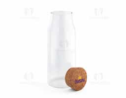 Garrafa de vidro borosilicato com tampa de cortiça. Capacidade até 1L. 