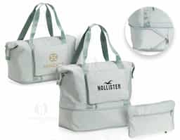 Bolsa dobrável e expansível de 35 litros em poliéster à prova d’água com dois compartimentos, sendo o principal com bolsos internos para acessórios e compartimento lateral exclusivo para compactação da bolsa.