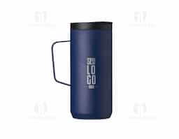 Caneca térmica de inox em parede dupla livre de BPA, capacidade de 400ml. Contém base antiderrapante e tampa plástica com bocal e trava de segurança.