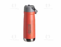 Garrafa térmica em inox de parede dupla, capacidade de 700ml. Tampa com alça de transporte, bico flip e canudo interno.