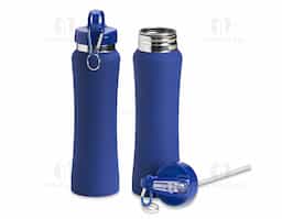 Squeeze de alumínio com capacidade de 750ml, tampa plástica com bico de canudo. Acompanha mosquetão.