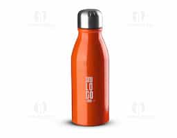 Squeeze em alumínio com tampa em inox e anel de silicone para vedação na tampa. Capacidade 500ml.