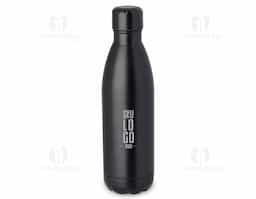 squeeze fosca em aço inox com capacidade de até 750 ml. Tampa rosqueável e anel de silicone para vedação. Design com frisos na tampa.
