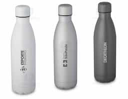 squeeze fosca em aço inox com capacidade de até 750 ml. Tampa rosqueável e anel de silicone para vedação. Design com frisos na tampa.