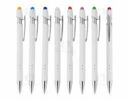Caneta metálica touchscreen com acionamento por clique, carga esferográfica azul 1.0mm