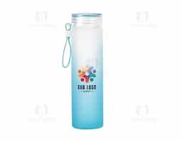  Garrafa de vidro jateado bicolor, capacidade de 470ml. Contém alça de silicone.