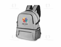 Mochila confeccionada em poliéster 300D com interior em PEVA, projetada para unir organização e praticidade no dia a dia. Possui dois bolsos laterais, bolso frontal, alça de mão e alças de ombro acolchoadas para maior conforto. Conta com compartimento superior acolchoado para notebooks de até 13", com volume total de até 23L. Na parte inferior, dispõe de compartimento térmico soldado com capacidade de 8,5L, ideal para transportar alimentos e bebidas com segurança.