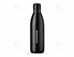 Garrafa térmica de inox com acabamento fosco, capacidade de 1 litro. Contém tampa de vedação rosqueável com detalhe externo em relevo
