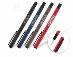 Roller em alumínio com clipe acabamento emborracha. Disponível em várias cores. Escrita em preto.