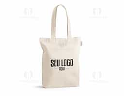 Sacola em algodão (220 g/ m²) composta por 50% algodão e 50% algodão reciclado, com alças de 60cm. 380 x 400 x 100 mm