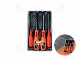 Kit ferramenta 4 peças em estojo plástico com trava de segurança Contém 2 chaves de fenda e 2 chaves Phillips.
