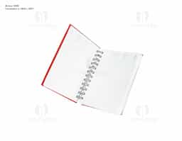 Agenda 2026 com capa emborrachada e encadernação em Wire-O metálico. Conta com páginas dedicadas para dados pessoais, calendários de 2025 a 2027, orçamento pessoal, planejamento mensal, espaço para anotações diárias e lista de contatos e aniversários.