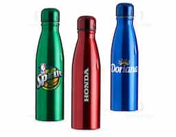 Garrafa 630ml de alumínio com tampa rosqueável e pintura metalizada