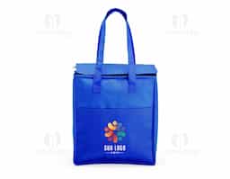 Bolsa térmica em TNT 9 litros com bolso frontal.