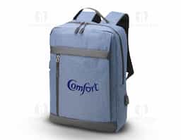 Mochila de nylon 21 litros com detalhe em couro sintético, três compartimentos, sendo o principal com bolso para notebook 156. Com divisórias internas para acessórios, a mochila possui bolso lateral e suporte externo usb.