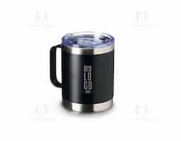 Caneca térmica de inox 390ml com parede dupla. Contém tampa acrílica com bocal e trava de segurança.