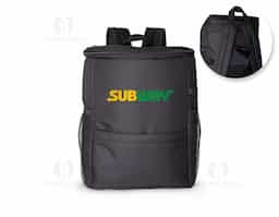 Mochila térmica 10L confeccionada em nylon, possui três compartimentos, sendo o principal térmico com saco antivazamento, um exclusivo com proteção antifurto e bolsos laterais telados.