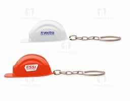 Chaveiro em forma de capacete de segurança EPI, feito de plástico resistente. Ideal para profissionais que valorizam a segurança no trabalho.