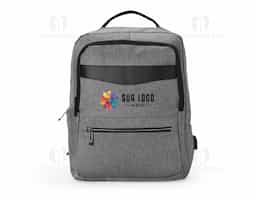 Mochila de nylon 22 Litros com detalhes em couro sintético e três compartimentos, sendo o principal com bolso para notebook 15,6. Mochila possui bolso lateral e suporte externo usb.