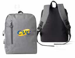 Mochila de nylon 23 litros com dois compartimentos, sendo o principal com bolso para notebook 15,6. A mochila possui bolso lateral, suporte externo para USB e adaptador P2.
