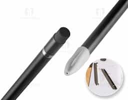 Caneta sem tinta em alumínio 100% reciclado, com tampa protetora em PE reciclado. Apta para um uso prolongado sem a necessidade de apontar. Na parte superior contém uma borracha que apaga com facilidade o que está escrito. ø8 x 150 mm