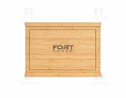 Conjunto de tábuas em bambu com 3 facas inclusas. Composto por duas tábuas: a tábua exterior e a tábua interior que assume duas funcionalidades - um compartimento para três facas inclusas (faca de legumes, faca de pão, faca de cozinha) e como tábua de corte.