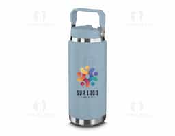 Garrafa térmica em aço inox com parede dupla com capacidade de até 900ml,tampa rosqueável com alça em plástico, permite-se hidratar por canudo ou bico,com e anel de silicone para vedação.