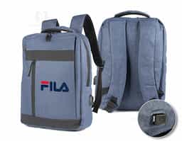 Mochila para notebook em poliéster, com alças de mão e de ombro acolchoadas. Possui dois bolsos frontais com zíper e um conector USB lateral. Internamente, conta com compartimento dedicado para notebooks de até 15,6".
