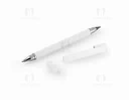 Caderno de anotações com capa dura em PU, apresenta um suporte para caneta e 80 folhas pautadas em tom bege. Inclui um lápis infinito de ponta dupla, confeccionado em plástico e liga metálica, que elimina a necessidade de apontar. Ideal para quem busca praticidade e estilo nas anotações.