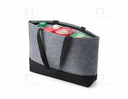 Bolsa térmica de 17 litros confeccionada em feltro, com revestimento interno térmico de PEVA atóxico, antivazamento e ainda possui alças de mão para transportá-la para qualquer lugar.