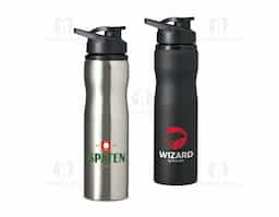 Squeeze feito em inox com 800ml. Possui tampa plástica, bocal com tampa protetora e alça para transporte. Este brinde será o parceiro de atividades físicas perfeito.