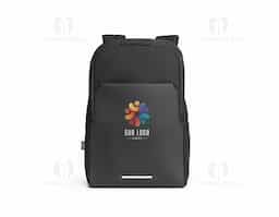 Mochila 2 em 1 com bolsa térmica que permite a sua utilização em conjunto ou separado. Mochila em 900D poliéster reciclado (100% rPET) com bolso e fundo em 600D, poliéster reciclado (100% rPET), de alta densidade com revestimento resistente à água. A mochila é totalmente almofadada e tem interior forrado em 210D poliéster reciclado (100% rPET). Possui 2 compartimentos principais: um compartimento traseiro almofadado para notebook até 17.3” e um compartimento frontal espaçoso com divisória amovível que permite arrumar a sua bolsa térmica no fundo (inclusa). Bolso frontal com zíper e detalhe refletor. Bolso lateral ideal para transportar a sua squeeze e parte posterior com acolchoamento extra e alça para trolley. Capacidade até 20 L. A bolsa térmica almofadada em 900D rPET com isolamento em PEVA. Capacidade 4,5 L. Mochila: 300 x 460 x 160 mm | Bolsa térmica: 240 x 150 x 140 mm