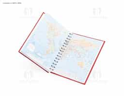 Agenda diária 2026 com capa dura em prime, bolso plástico interno e encadernação Wire-O. Contém páginas dedicadas dados pessoais, calendários de 2025 até 2027, lista de contatos, planejamento diário e mapas
