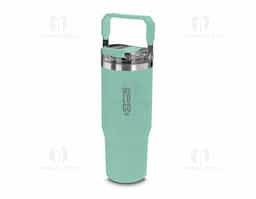 Garrafa térmica em aço inox com parede dupla com capacidade de até 950ml,tampa rosqueável com alça em plástico, permite-se hidratar por canudo ou bico,com e anel de silicone para vedação.