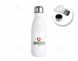 Garrafa de 650ml produzida em inox, com acabamento brilhante e tampa rosqueável para maior segurança no transporte. Modelo não térmico, ideal para uso diário, proporcionando resistência e praticidade.