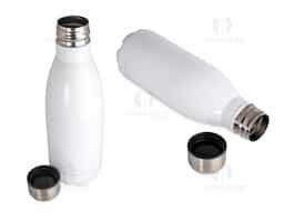 Garrafa de 650ml produzida em inox, com acabamento brilhante e tampa rosqueável para maior segurança no transporte. Modelo não térmico, ideal para uso diário, proporcionando resistência e praticidade.