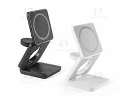 Carregador magnético wireless super rápido dobrável em ABS 100% reciclado, permite carregar três dispositivos simultaneamente: celular 15W, fones de ouvido 5W e smartwatch 2,5W, com tecnologia de carregamento sem fios. Incluso um grip magnético extra para ser colocado nos smartphones que não tenham e um cabo de carregamento rápido USB-C. Ideal para usar no escritório e levar em viagem. O produto também pode ser utilizado como suporte. Fornecida em caixa presente de papel kraft. Dobrado: 70 x 70 x 25 mm | Caixa: 110 x 90 x 36 mm