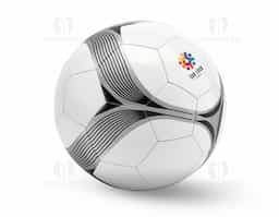Bola de futebol em PVC, com design em linhas prateadas e pretas. Produto certificado conforme a portaria Inmetro nº 302 de 12/Jul/2021, garantindo qualidade e segurança. Tamanho 5, ideal para partidas e treinos.
