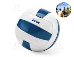 Bola de voleibol em PVC, com faixas azuis e brancas. Produto certificado conforme a portaria Inmetro nº 302 de 12/Jul/2021, garantindo segurança e qualidade. Tamanho 5, ideal para partidas e treinos.