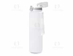 Squeeze plástico com capacidade de 1 Litro, possui tampa rosqueável com botão de acionamento, trava de segurança e alça para transporte.