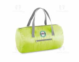 Sacola esportiva dobrável em 210D ripstop com bolso frontal. Fornecida desdobrada. Capacidade até 17 L. ø240 x 410 mm | Dobrado: 160 x 160 mm