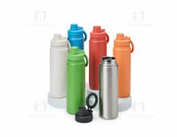 Garrafa térmica em inox com capacidade de 750ml, pintura eletrostática para maior durabilidade e acabamento. Possui parede dupla com isolamento a vácuo, que conserva a temperatura e evita vazamentos. A tampa rosqueável traz alça circular magnética compatível com iPhones.