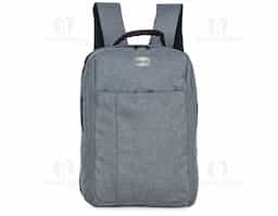 Mochila de nylon com dois compartimentos amplos, sendo um com bolso interno para notebook. Possui compartimento frontal com zíper escondido, alça superior e alças traseiras ajustáveis com revestimento em espuma. Zíperes pretos com pegadores plásticos.