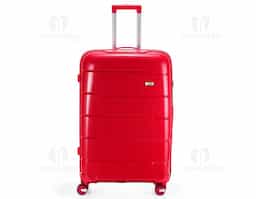 Mala de viagem rígida com capacidade de 95 litros, feita em plástico resistente. Conta com cadeado numérico TSA, compartimentos internos com bolso telado e cinta compressora. Possui duas alças de mão, puxador retrátil ajustável, quatro rodas 360° e apoios laterais. Acompanha placa para personalização.