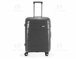 Mala de viagem 64 litros em plástico (casca dura), contém cadeado numérico TSA. Compartimentos com bolso telado e cinta compressora para roupas. A mala possui duas alças de mão, puxador retrátil com regulagem de tamanho, quatro rodinhas 360º e apoios laterais. Acompanha placa para personalização.