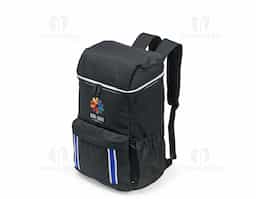 Bolsa térmica confeccionada em poliéster impermeável com fechamento em zíper e capacidade para até 24 litros. Conta com revestimento térmico antivazamento em PEVA e dois compartimentos externos, incluindo um localizado na parte superior também com revestimento térmico e capacidade para até 1,5 litro. Possui ainda uma alça de mão em nylon e um par de alças para as costas com revestimento em tecido respirável.
